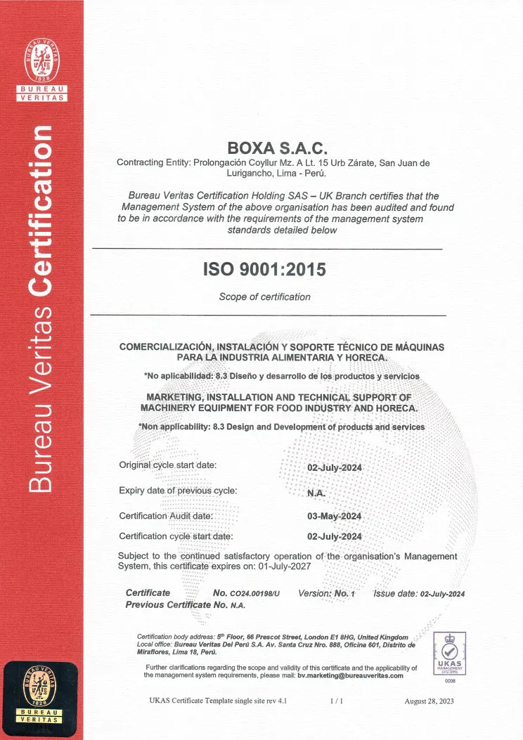 Certificado ISO 9001:2015